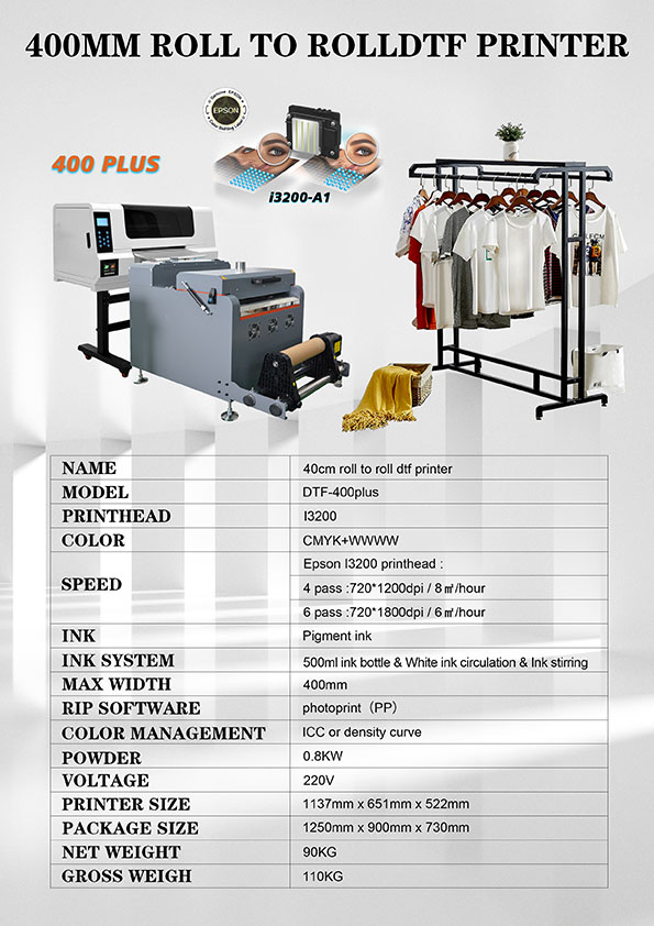  DTF printer širine 40 cm sa dve Epson i1600 štamparske glave